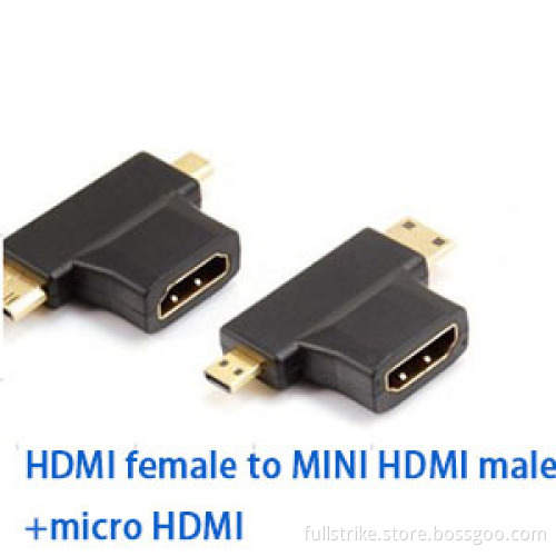 Gold Plated HDMI Female to Mini HDMI Male + Micro HDMI Adaptor